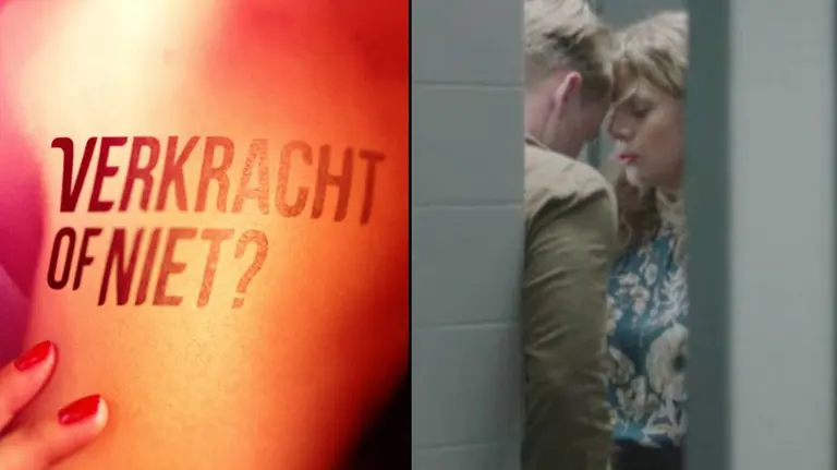 Logotipo y una de las recreaciones del polémico programa de la televisión holandesa Violada o no