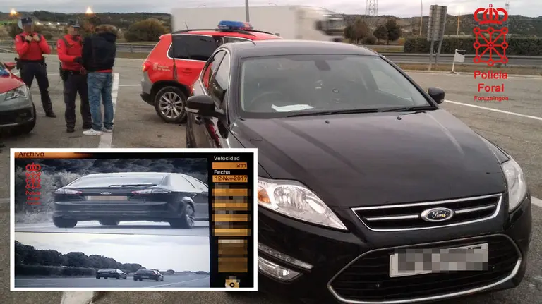 Coche interceptado por el radar en Valtierra. POLICÍA FORAL
