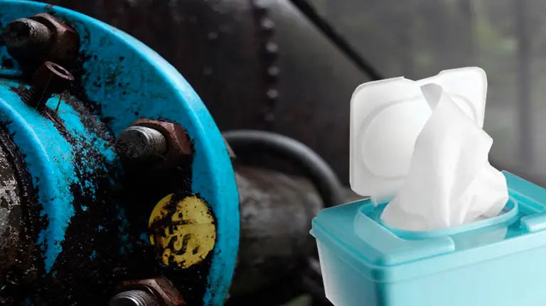 Una tubería junto a un paquete de toallitas