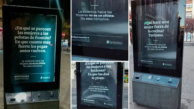 Algunos de los carteles instalados en Zamora con la polémica campaña contra la violencia de género. TWITTER