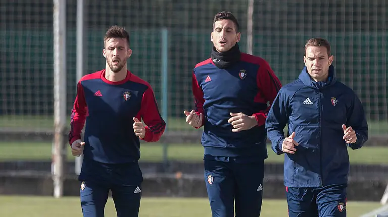 Entrenamiento de los jugadores rojillos en Tajonar. CA Osasuna.