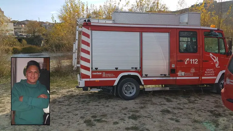 Los servicios de emergencias siguen rastreando el río Aragón a su paso por Caparroso en busca del joven desaparecido Paul Cabrera BOMBEROS DE NAVARRA