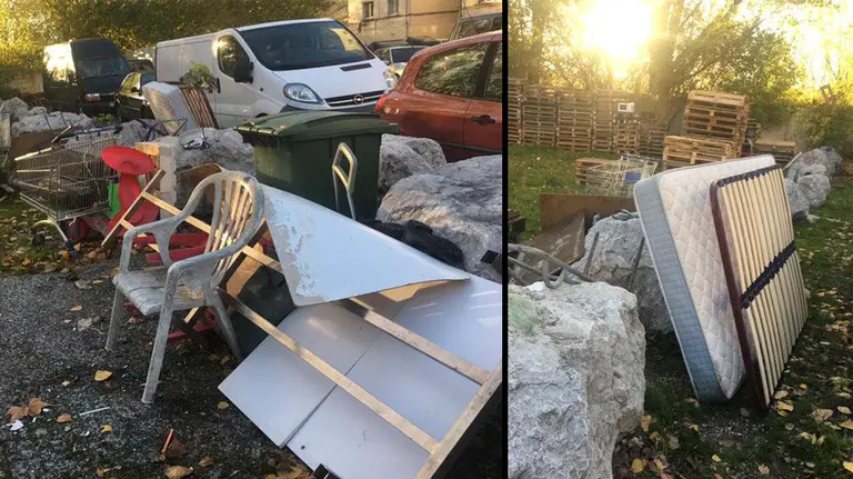 Imágenes del abandono de algunas zonas de Echavacoiz difundidas por el grupo municipal del PSN de Pamplona CEDIDAS