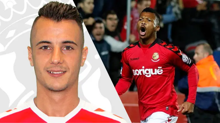 Los jugadores del Nástic, Sergio Tejera (izda) e Ike Uche (dcha) TWITTER EP