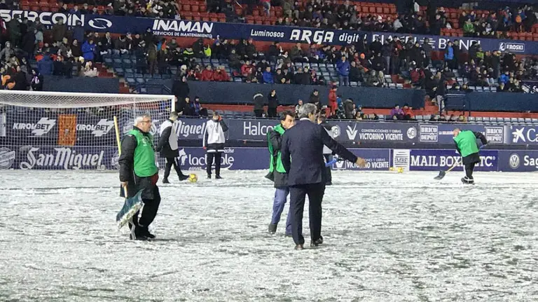 Imagen de la nevada en el partido Osasuna - Nástic TWITTER NASTIC 2