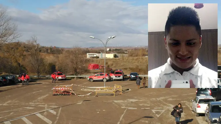 Una imagen del lugar de los hechos junto a una fotografía del joven asesinado, Paúl Cabrera