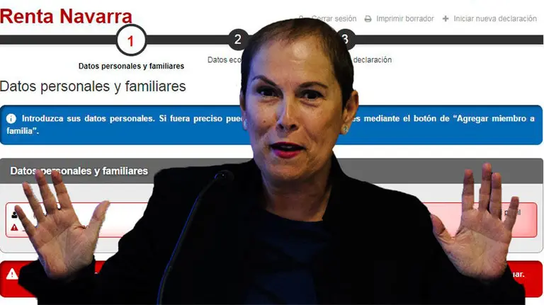 El simulador de la renta y la presidenta del Gobierno de Navarra, Uxue Barkos