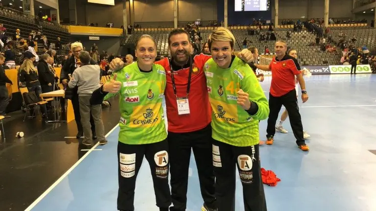 España celebra el empate ante Francia. Twitter Rfebm.