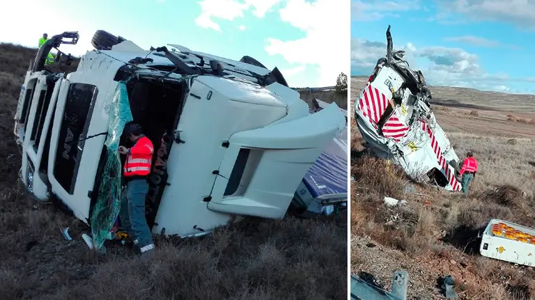 Accidente en Sansol entre un camión y una furgoneta PFORAL