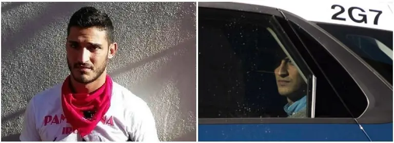 Alfonso Jesús Cabezuelo, en el momento de ser identificado y en un coche policial trasladado durante el juicio..