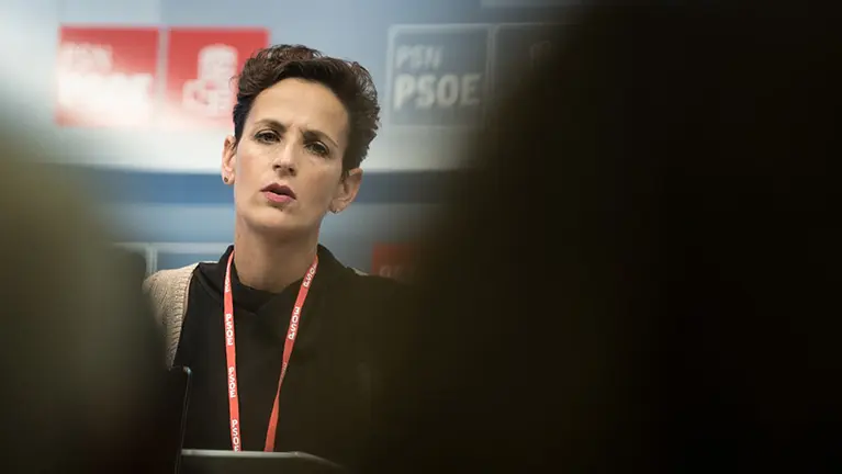 La secretaria general del PSN, María Chivite, interviene en el Comité Regional del PSN. MIGUEL OSÉS (5)