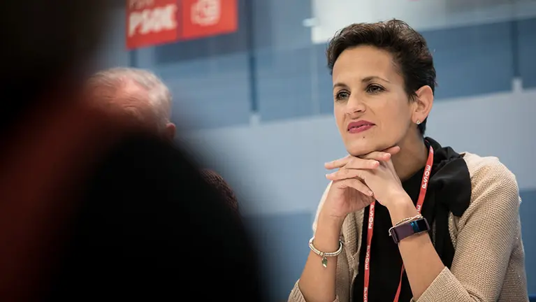 La secretaria general del PSN, María Chivite, interviene en el Comité Regional del PSN. MIGUEL OSÉS (8)