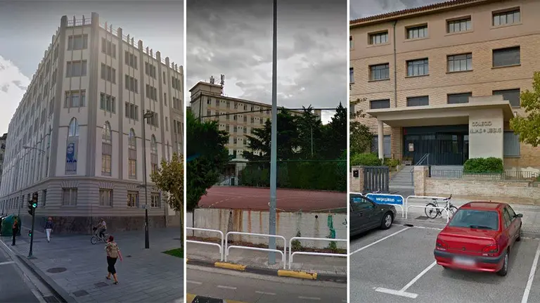 De izquierda a derecha, el centro de FP María Inmaculada; el colegio Larraona y el centro educativo Hijas de Jesús. ARCHIVO
