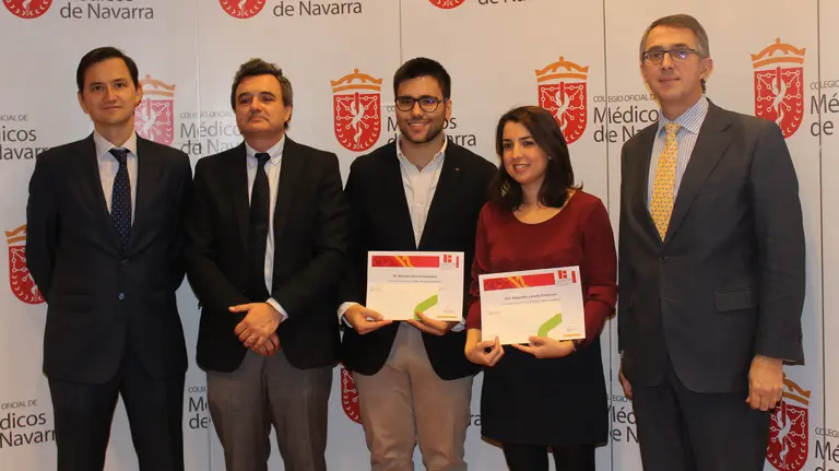 Manuel Landecho, Rafael Teijeira, Alfonso Elosua, Alejandra Lacalle y Enrique Ordieres, en la entrega de las Becas