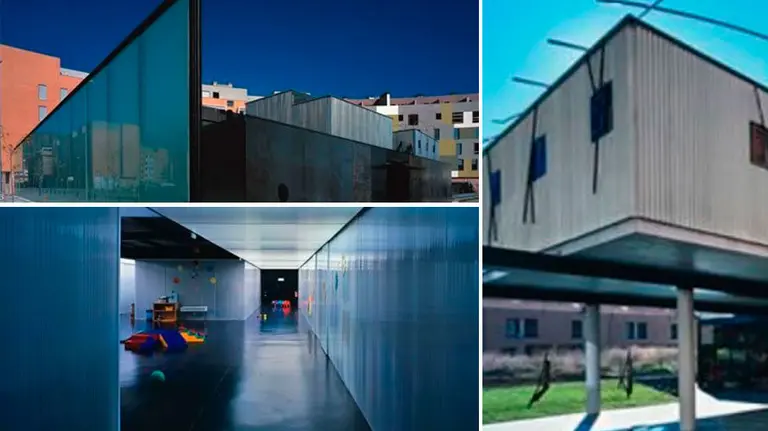 Exterior e interior del centro de 0 a 3 años de Huarte.