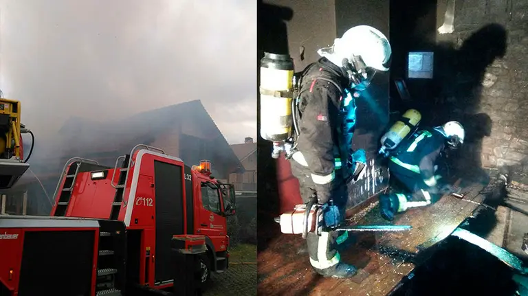 A la izquierda, el incendio en Gorráiz; a la derecha, el de Irurita BOMBEROS