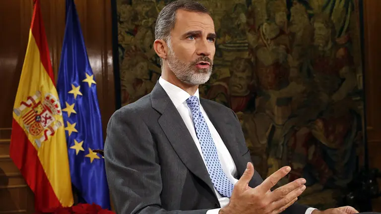 Felipe VI durante un momento de su discurso de Navidad 2017.