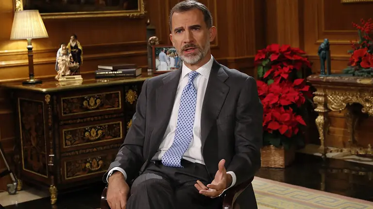 Felipe VI durante un momento de su discurso de Navidad 2017..