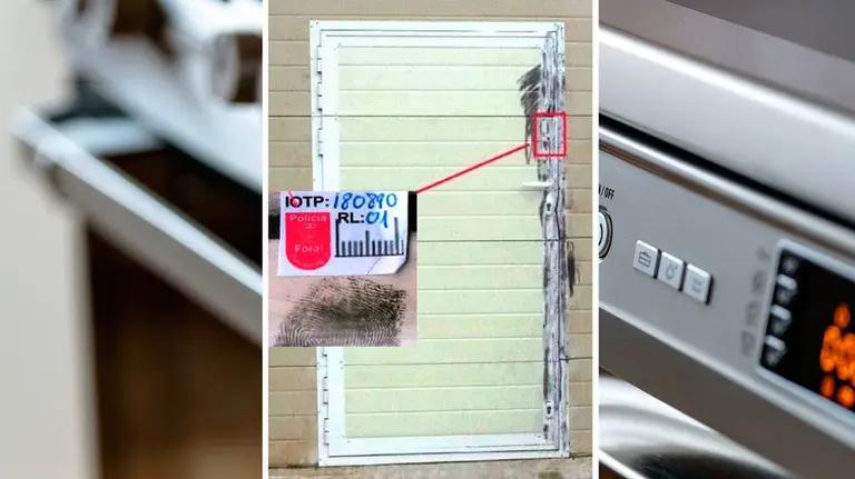 La puerta por la que accedió el ladrón a una empresa de electrodomésticos y material de cocina. POLICÍA FORAL