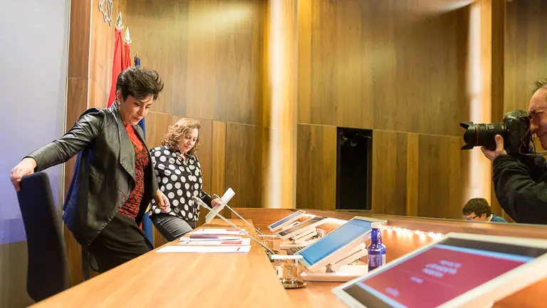 María Solana e Isabel Elizalde informan de los asuntos tratados en la reunión semanal del Gobierno de Navarra (03). IÑIGO ALZUGARAY
