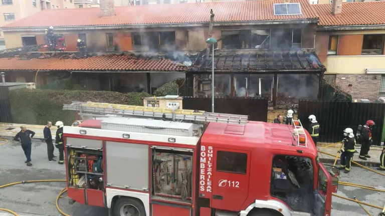 Estado en el que han quedado las viviendas afectadas por el incendio de Tafalla CEDIDA