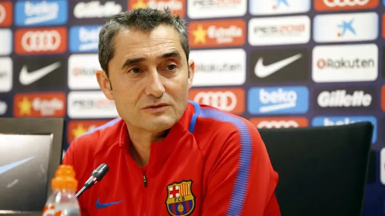 Ernesto Valverde en rueda de prensa. @FCBarcelona_es.