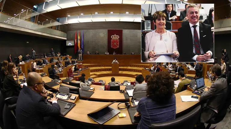 GRAF1792. PAMPLONA, 19/10/2017.- El Parlamento de Navarra celebra hoy la sesión plenaria para debatir, entre otros asuntos, las enmiendas a la totalidad de PSN, UPN, PP, Podemos e I-E al proyecto de Ley de Policías. EFE/ Juan Pedro Urdíroz