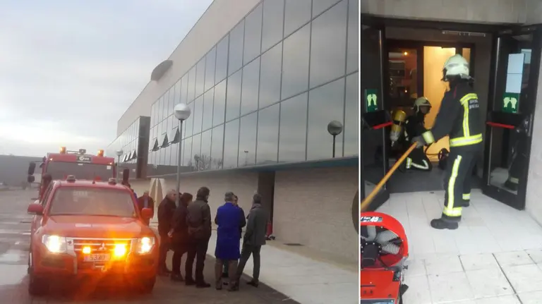 Los bomberos intervienen en un incendio en la sauna y los vestuarios del polideportivo de la UPNA BOMBEROS DE NAVARRA