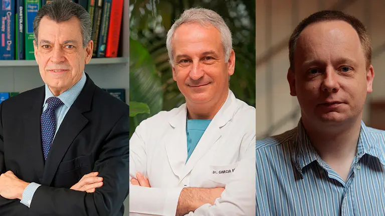 Javier Díez, Ignacio Bolao y Jean Bragard, participantes en el desarrollo del corazón virtual de la CUN