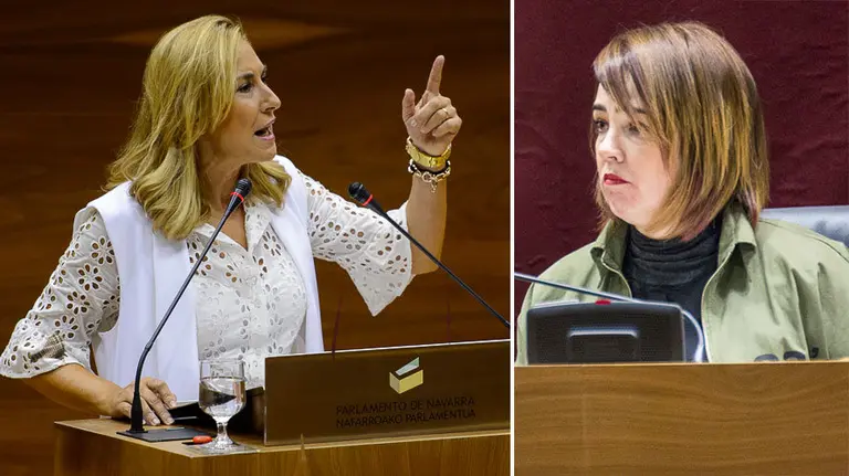 A la izquierda, Ana Beltran del PPN y, a la derecha, Ainhoa Aznárez, presidenta del Parlamento de Navarra.