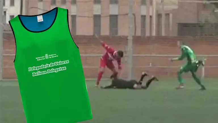 Imagen del peto distintivo del delegado de valores, figura creada por el Gobierno de Navarra para mediar en los eventos deportivos FOTOMONTAJE