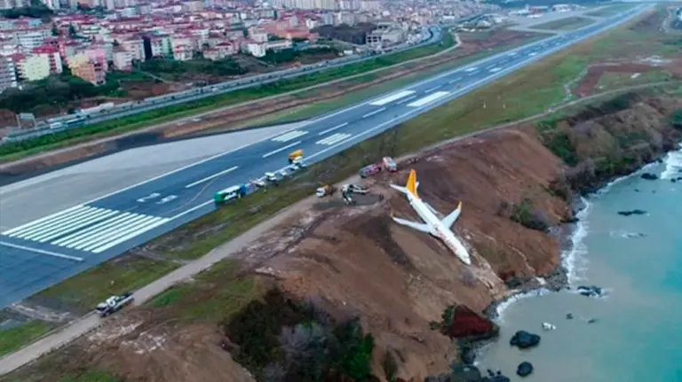 Vista a&eacute;rea del avi&oacute;n que se desliz&oacute; por una ladera EFE