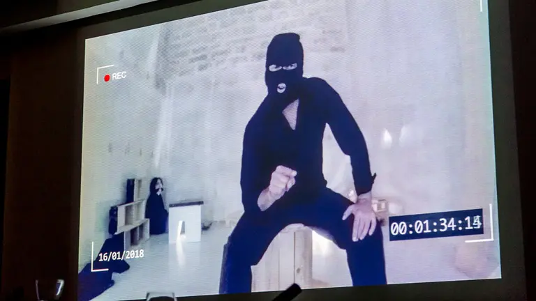 Presentación de dos nuevas propuestas del festival Pamplona Negra 2018, una APP de un juego de misterio por las calles de Pamplona y un cortometraje de realidad virtual (08). IÑIGO ALZUGARAY