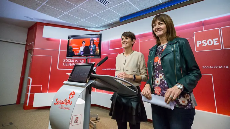 Reunión de las secretarias generales de los socialistas en Navarra y el País Vasco, María Chivite e Idoia Mendia (20). IÑIGO ALZUGARAY