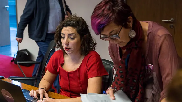 Laura Pérez, parlamentaria de Podemos, en la Comisión de Relaciones Ciudadanas e Institucionales (10). IÑIGO ALZUGARAY