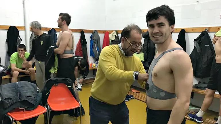 Nantes y Balenziaga probando las nuevas tecnologías. Cedida.