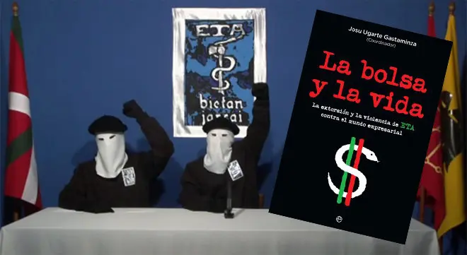Portada del libro La bolsa y la Vida sobre la extorsión de los terroristas.
