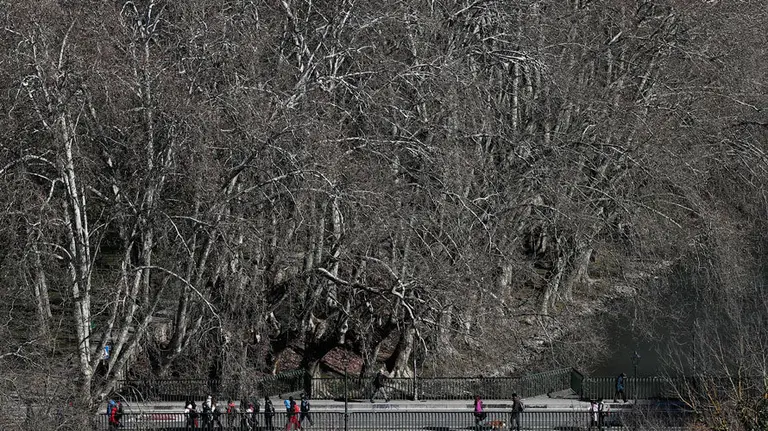 Varias personas atraviesan el Puente de Curtidores en el Casco Viejo de Pamplona EFE Jesús Diges