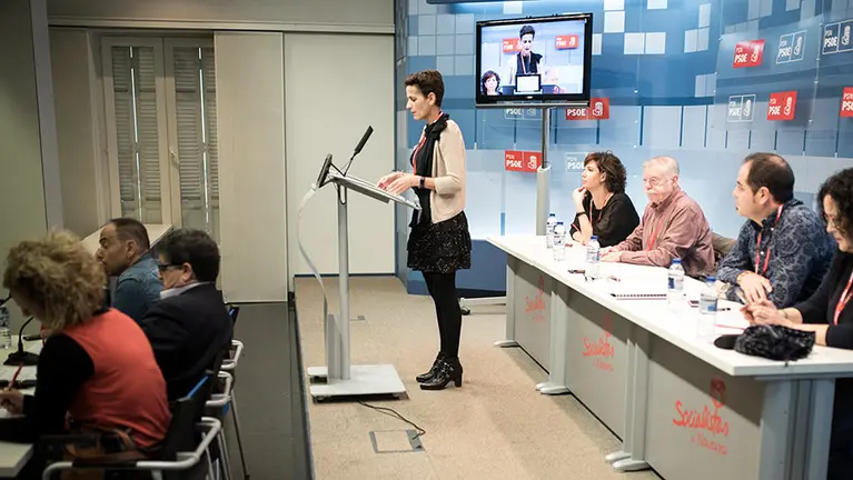 La secretaria general del PSN, María Chivite, interviene en el Comité Regional del PSN. MIGUEL OSÉS (7)