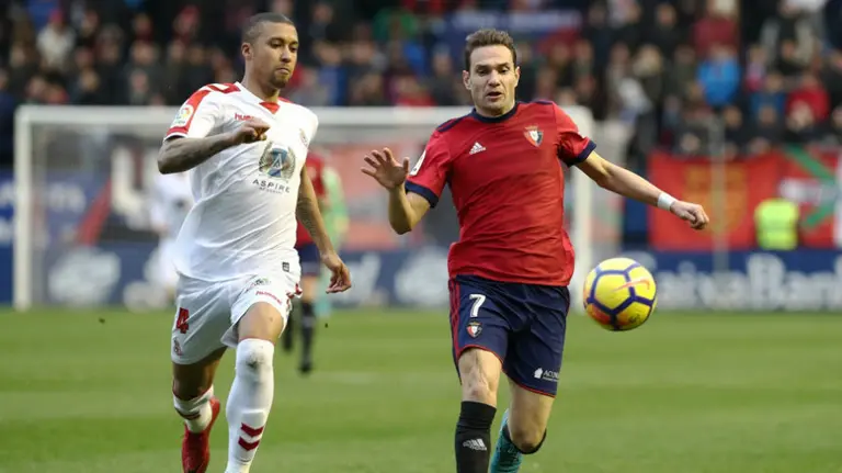 David Rodríguez en el Sadar ante la Leonesa. La Liga.