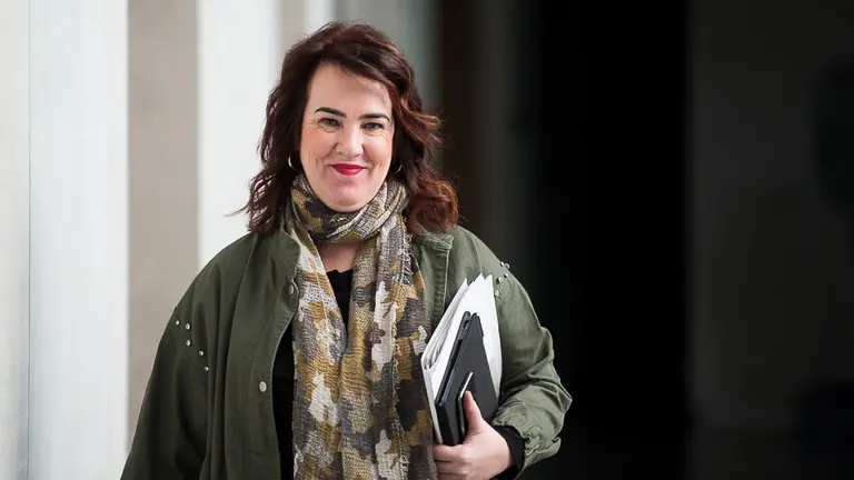 La Presidenta de Parlamento de Navarra, AInhoa Aznárez accede a la Mesa y Junta de Portavoces. PABLO LASAOSA