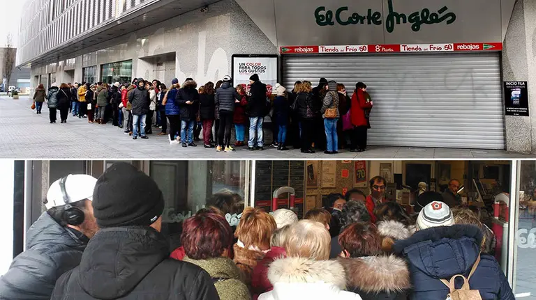 Varias personas a las puertas de El Corte Inglés para adquirir las entradas de Operación Triunfo en Pamplona. NAVARRACOM (2)
