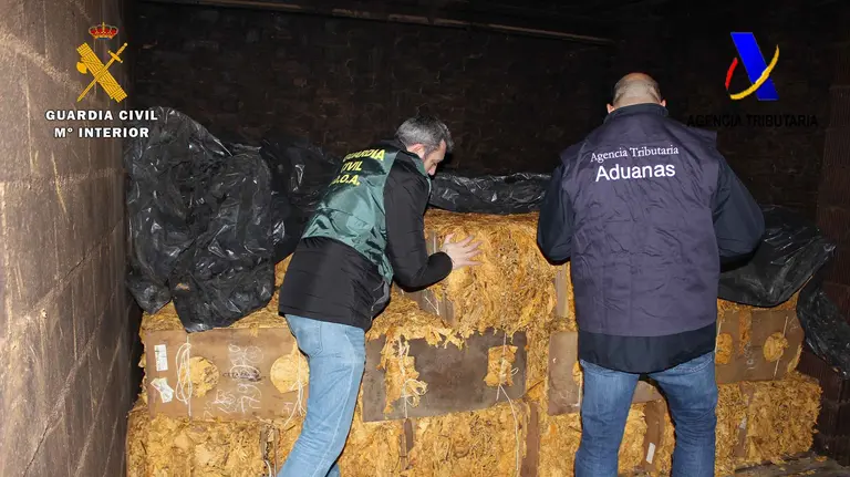 La Guardia Civil se incauta de parte del tabaco de contrabando recuperado en la Operación Hojaseca llevada a cabo en Navarra