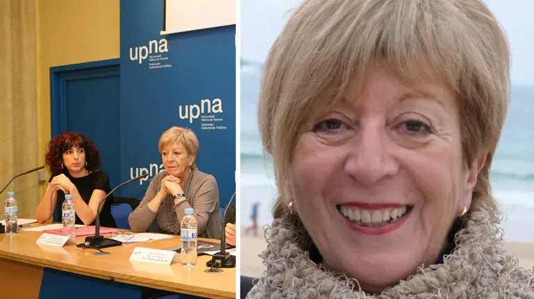 Blanca Fernández Viguera, segunda por la izquierda, interviene en un acto de la UPNA 2