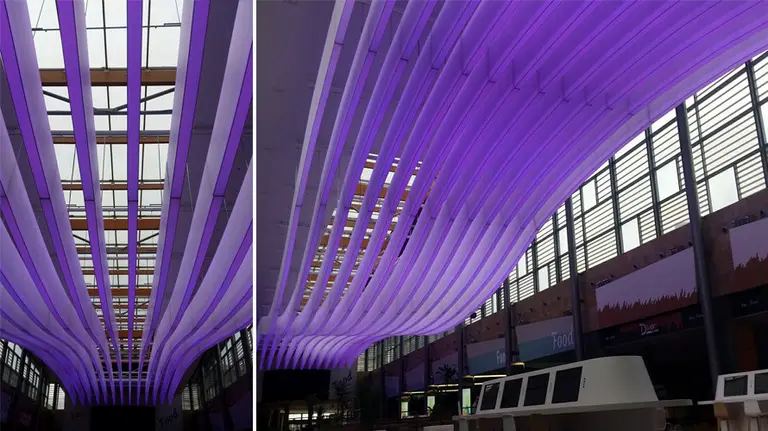 El centro comercial Itaroa ti&ntilde;e de morado su &aacute;rea Fun And Food con motivo del D&iacute;a Internacional de la Mujer CEDIDA