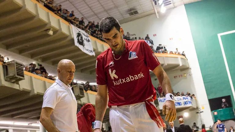 Primer partido de la liguilla de semifinales del Campeonato de Mano Parejas entre Ezkurdia-Zabaleta y Elezkano II-Rezusta (33). IÑIGO ALZUGARAY