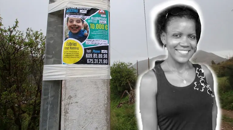 Ana Julia Quezada Cruz y un cartel de 'se busca' de Gabriel Cruz EP-FOTOMONTAJE