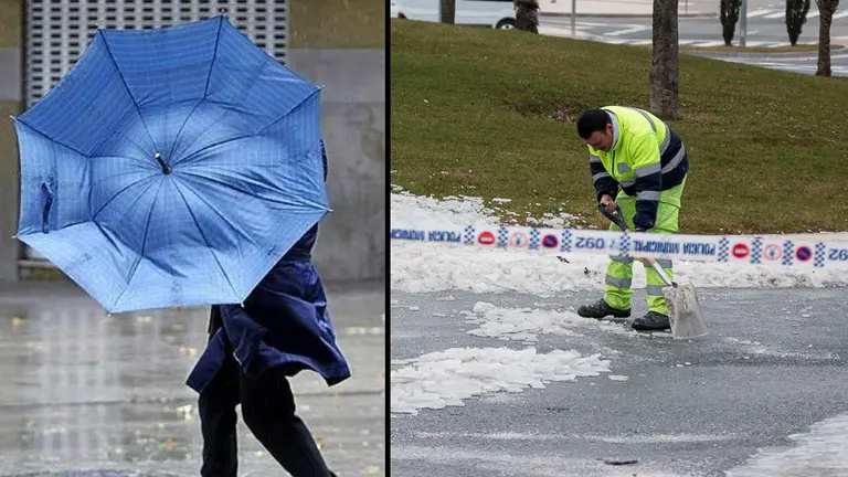 Solicitan precaución ante las fuertes rachas de viento y las placas de hielo que llegan a Pamplona y al norte de Navarra tras la última nevada. NAVARRA.COM