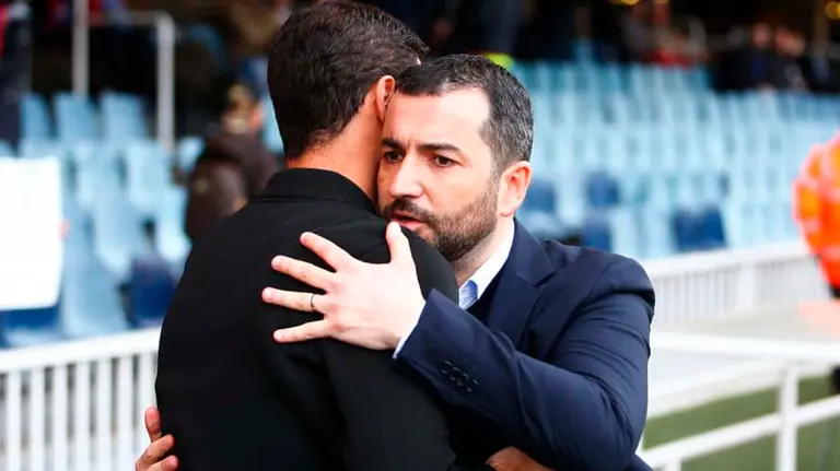 Diego Martinez y Gerard López durante el encuentro entre el Osasuna y el Barsa B LALIGA123