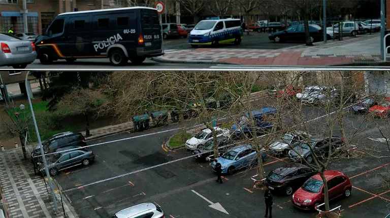 La Policía Nacional acordona una zona de la calle Manuel Iribarren en Pamplona ante el hallazgo de un explosivo que se ha comprobado posteriormente que se encontraba inerte. NAVARRA.COM